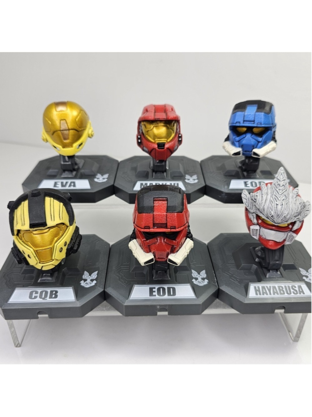 Halo 3 Spartan Helmet Mini Bust Lot EVA Mark VI CQB EOD Hayabusa 6 Pc 2009...